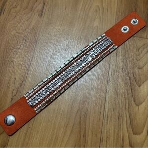 Orange and Silver Rhinestone Bracelet